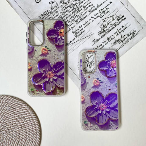 Purple flower watercolor flower frame for Samsung S23 FE phone