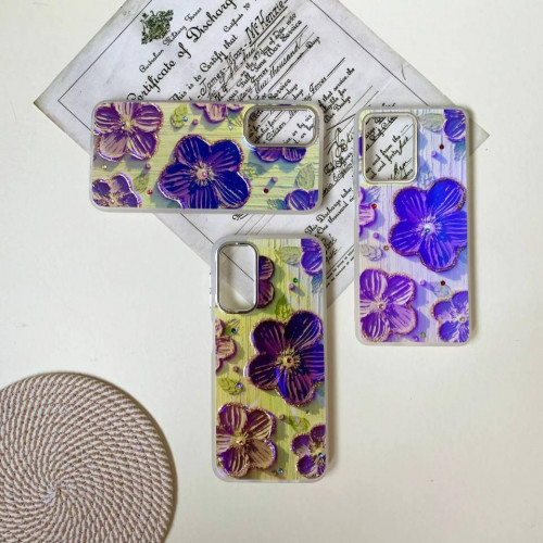 Purple flower watercolor flower frame for Samsung S21 FE phone