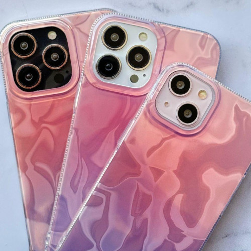Pink holographic case with wave design for iPhone 13