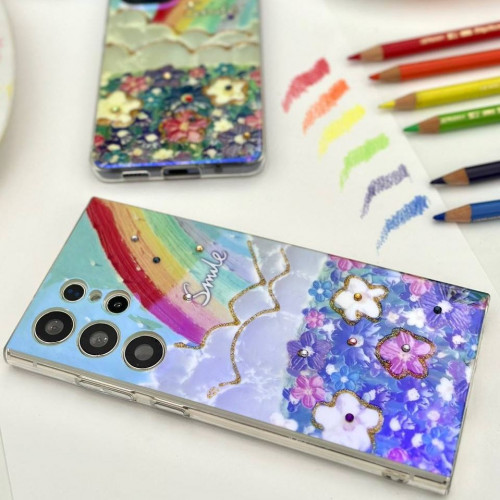 Flower and rainbow case for Samsung A73 phone