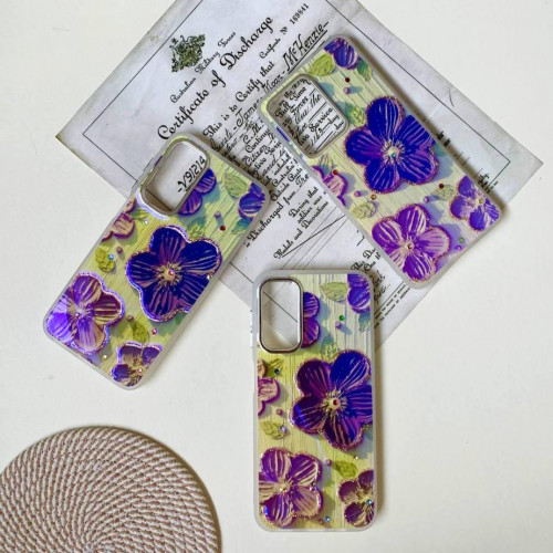 Purple flower watercolor flower frame for Samsung S21 FE phone