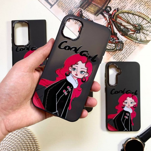  Black Red Hair Cool Girl design for Samsung S23 Ultra