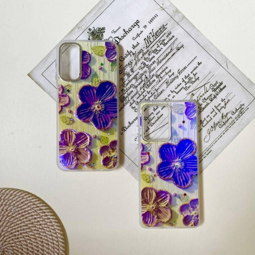 Purple flower watercolor flower frame for Samsung S21 FE phone